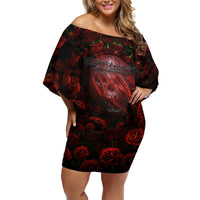 Skull Roses Off Shoulder Short Dress You Are Not Hard To Love - Wonder Print Shop