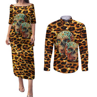Leopard Skull Couples Matching Puletasi Dress and Long Sleeve Button Shirts Dead Inside - Wonder Print Shop