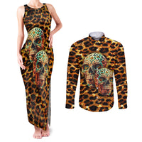 Leopard Skull Couples Matching Tank Maxi Dress and Long Sleeve Button Shirts Dead Inside - Wonder Print Shop