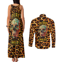 Leopard Skull Couples Matching Tank Maxi Dress and Long Sleeve Button Shirts Dead Inside - Wonder Print Shop
