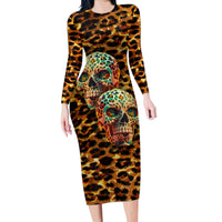 Leopard Skull Family Matching Long Sleeve Bodycon Dress and Hawaiian Shirt Dead Inside - Wonder Print Shop