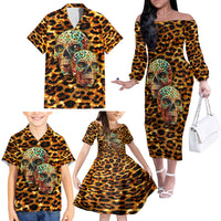 Leopard Skull Family Matching Off Shoulder Long Sleeve Dress and Hawaiian Shirt Dead Inside - Wonder Print Shop