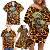 Leopard Skull Family Matching Off Shoulder Short Dress and Hawaiian Shirt Dead Inside - Wonder Print Shop