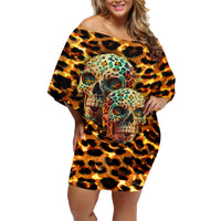 Leopard Skull Family Matching Off Shoulder Short Dress and Hawaiian Shirt Dead Inside - Wonder Print Shop