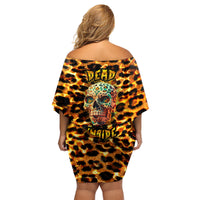 Leopard Skull Family Matching Off Shoulder Short Dress and Hawaiian Shirt Dead Inside - Wonder Print Shop