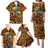 Leopard Skull Family Matching Puletasi Dress and Hawaiian Shirt Dead Inside - Wonder Print Shop