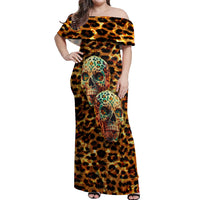 Leopard Skull Off Shoulder Maxi Dress Dead Inside - Wonder Print Shop