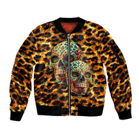 Leopard Skull Sleeve Zip Bomber Jacket Dead Inside - Wonder Print Shop