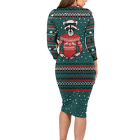 A Trashy Christmas Long Sleeve Bodycon Dress Xmas Holiday Patterns - Wonder Print Shop