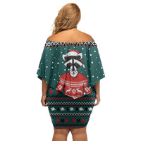 A Trashy Christmas Off Shoulder Short Dress Xmas Holiday Patterns - Wonder Print Shop
