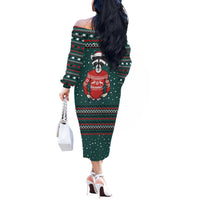 A Trashy Christmas Off The Shoulder Long Sleeve Dress Xmas Holiday Patterns - Wonder Print Shop