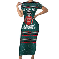 A Trashy Christmas Short Sleeve Bodycon Dress Xmas Holiday Patterns - Wonder Print Shop