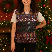 Affenpinscher Dog Halloween Christmas Knitted V-Neck Vest Xmas Holiday Patterns - Wonder Print Shop