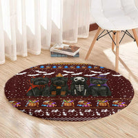 Affenpinscher Dog Halloween Christmas Round Carpet Xmas Holiday Patterns - Wonder Print Shop