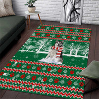 Alaskan Malamute Winter Tree Christmas Area Rug Xmas Holiday Patterns - Wonder Print Shop