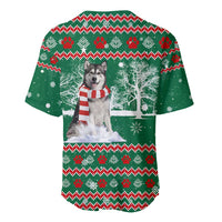 Alaskan Malamute Winter Tree Christmas Baseball Jersey Xmas Holiday Patterns - Wonder Print Shop