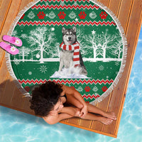 Alaskan Malamute Winter Tree Christmas Beach Blanket Xmas Holiday Patterns - Wonder Print Shop