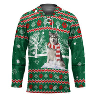 Alaskan Malamute Winter Tree Christmas Hockey Jersey Xmas Holiday Patterns - Wonder Print Shop