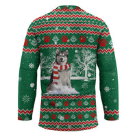 Alaskan Malamute Winter Tree Christmas Hockey Jersey Xmas Holiday Patterns - Wonder Print Shop