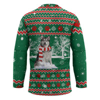 Alaskan Malamute Winter Tree Christmas Hockey Jersey Xmas Holiday Patterns - Wonder Print Shop