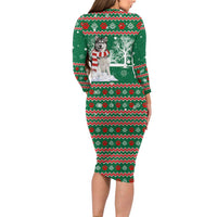 Alaskan Malamute Winter Tree Christmas Long Sleeve Bodycon Dress Xmas Holiday Patterns - Wonder Print Shop