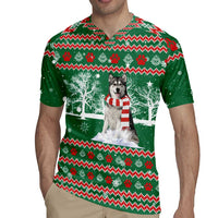 Alaskan Malamute Winter Tree Christmas Rugby Jersey Xmas Holiday Patterns - Wonder Print Shop