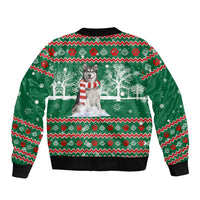 Alaskan Malamute Winter Tree Christmas Sleeve Zip Bomber Jacket Xmas Holiday Patterns - Wonder Print Shop