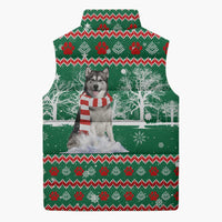Alaskan Malamute Winter Tree Christmas Sleeveless Puffer Jacket Xmas Holiday Patterns - Wonder Print Shop