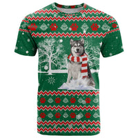 Alaskan Malamute Winter Tree Christmas T Shirt Xmas Holiday Patterns - Wonder Print Shop