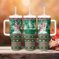 Alaskan Malamute Winter Tree Christmas Tumbler With Handle Xmas Holiday Patterns - Wonder Print Shop
