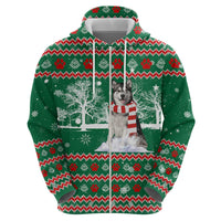 Alaskan Malamute Winter Tree Christmas Zip Hoodie Xmas Holiday Patterns - Wonder Print Shop