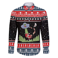 Alien Christmas Family Matching Off The Shoulder Long Sleeve Dress and Hawaiian Shirt Xmas Holiday Patterns - Wonder Print Shop