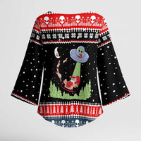 Alien Christmas Kimono Sleeve Blouse Xmas Holiday Patterns - Wonder Print Shop