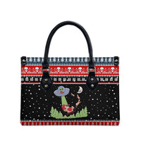 Alien Christmas Leather Bag Xmas Holiday Patterns - Wonder Print Shop