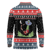 Alien Christmas Long Sleeve Polo Shirt Xmas Holiday Patterns - Wonder Print Shop