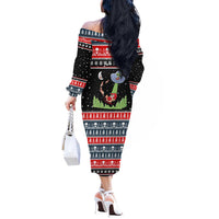 Alien Christmas Off The Shoulder Long Sleeve Dress Xmas Holiday Patterns - Wonder Print Shop