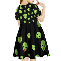 Alien Christmas Kid Short Sleeve Dress Xmas Holiday Patterns - Wonder Print Shop