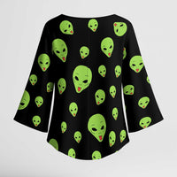 Alien Christmas Kimono Sleeve Blouse Xmas Holiday Patterns - Wonder Print Shop