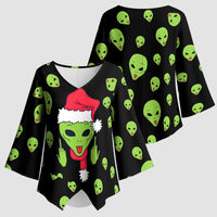Alien Christmas Kimono Sleeve Blouse Xmas Holiday Patterns - Wonder Print Shop