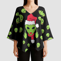 Alien Christmas Kimono Sleeve Blouse Xmas Holiday Patterns - Wonder Print Shop