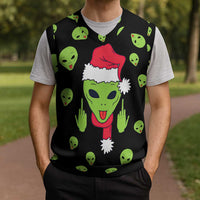Alien Christmas Knitted V-Neck Vest Xmas Holiday Patterns - Wonder Print Shop