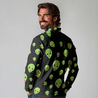 Alien Christmas Long Sleeve Polo Shirt Xmas Holiday Patterns - Wonder Print Shop