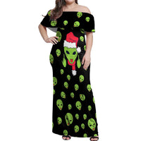 Alien Christmas Off Shoulder Maxi Dress Xmas Holiday Patterns - Wonder Print Shop