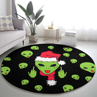 Alien Christmas Round Carpet Xmas Holiday Patterns - Wonder Print Shop