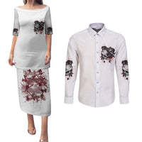 I'm Not The Hero You Wanted Couples Matching Puletasi Dress and Long Sleeve Button Shirt - Wonder Print Shop