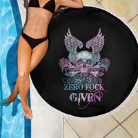 Skull Wings Roses - Zero Fuck Given Beach Blanket - Wonder Print Shop