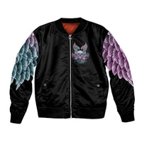 Skull Wings Roses - Zero Fuck Given Bomber Jacket - Wonder Print Shop