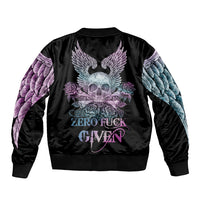 Skull Wings Roses - Zero Fuck Given Bomber Jacket - Wonder Print Shop