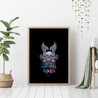 Skull Wings Roses - Zero Fuck Given Canvas Wall Art - Wonder Print Shop
