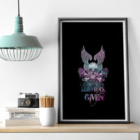 Skull Wings Roses - Zero Fuck Given Canvas Wall Art - Wonder Print Shop